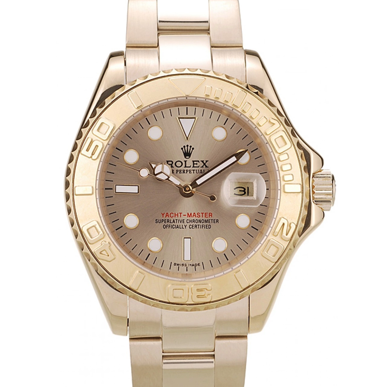 Aaa replica watch Dial Gold Master Rolex Bezel Yacht Gold 98232 0825